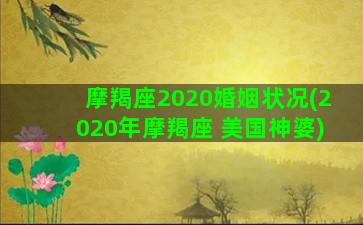 摩羯座2020婚姻状况(2020年摩羯座 美国神婆)